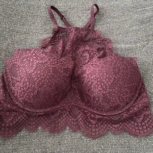 Victoria's Secret PINK Lace Bralette Push-up Bra Crossback Purple, Size M (A-C)